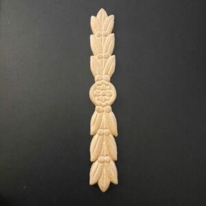 Unfinished Wood Carving‎ Floral Laurel Leaf Accent Trim Furniture Cabinet Decor